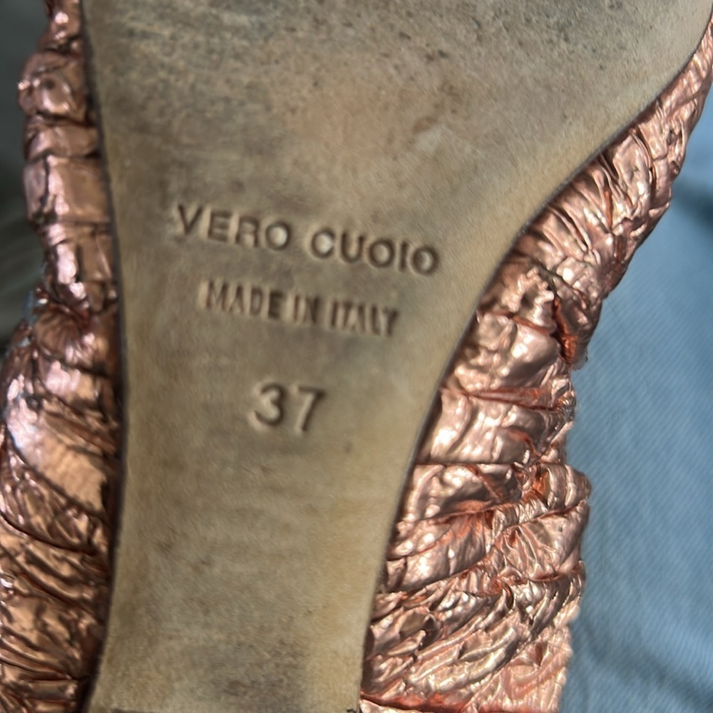 Dolce & Gabbana Metallic Copper Rose Gold Ballerina Flats 37 - Picture 4 of 10